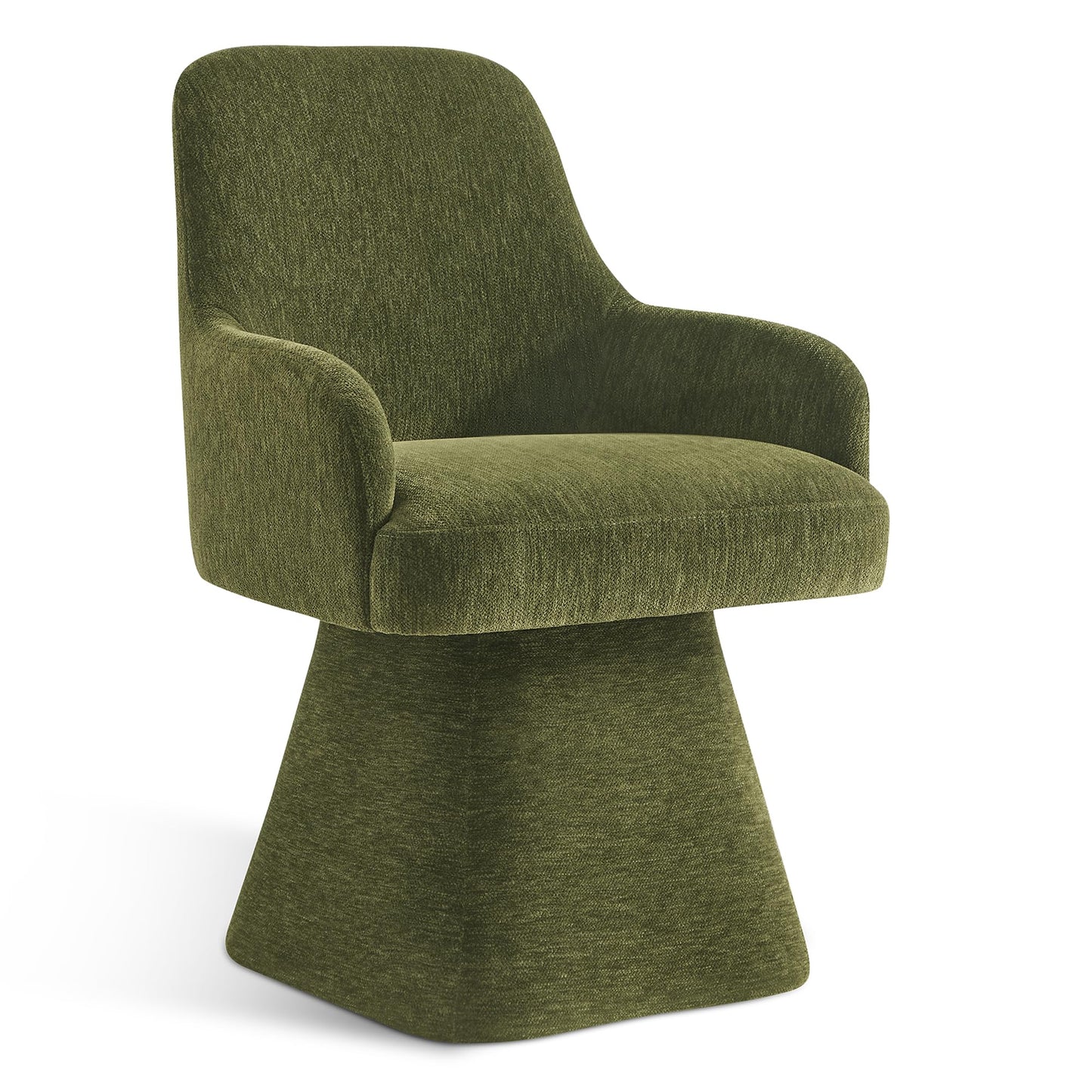 KISLOT Swivel Dining Chair Set of 1, Mid Century Modern Chair Fabric Upholstered Armchair with Armrest & Ergonomic Backrest for Dining Room, Kitchen, Bedroom, Living Room, Green