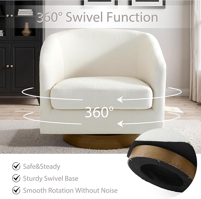 UIXE Swivel Barrel Accent Chair, Velvet Upholstered Armchair Modern Round Club Arm Chair for Living Room, Comfy Single Sofa Seating Bedroom Side Reading Seat for Home Office - Orange