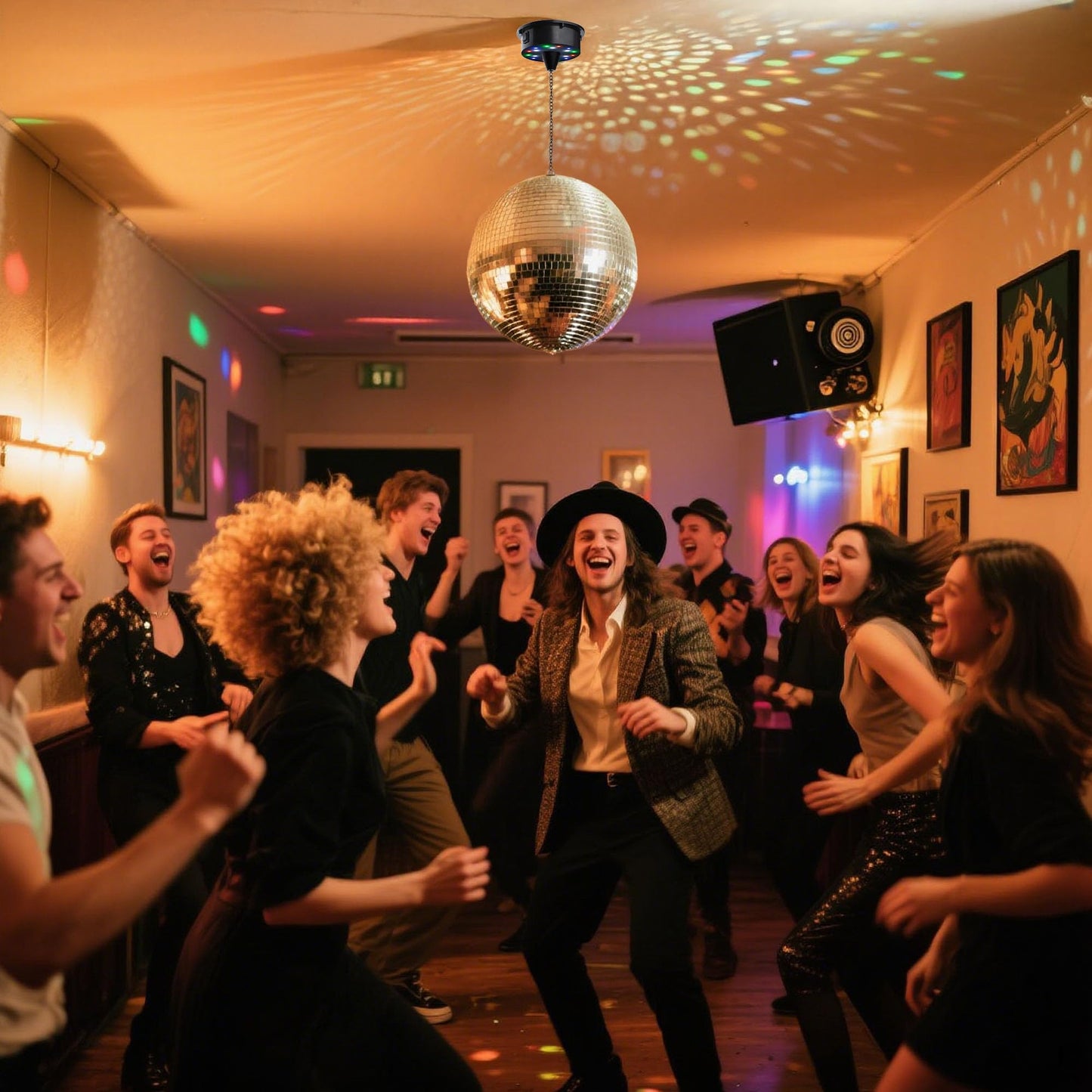 Delight 12  Large Disco Ball With Motor Rotating 6Rpm 18 Rgbw Led Lights For 70S 80S Party Dj Bands Dance Club Bar Wedding Birth