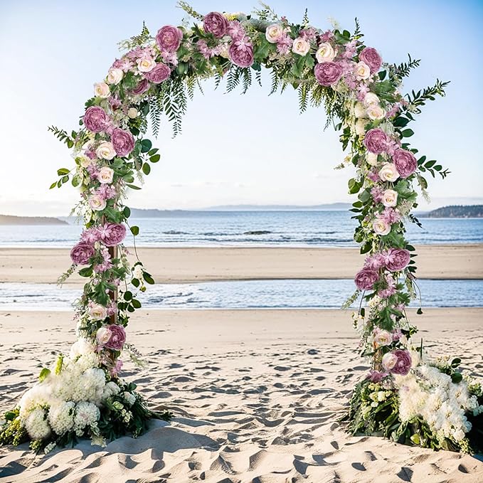 2 Pack Artificial Peony Flower Garland - 6ft Silk Peony Garland Flowers Vine Peony Silk Roses Flowers for Wedding Arch Party Table Decor