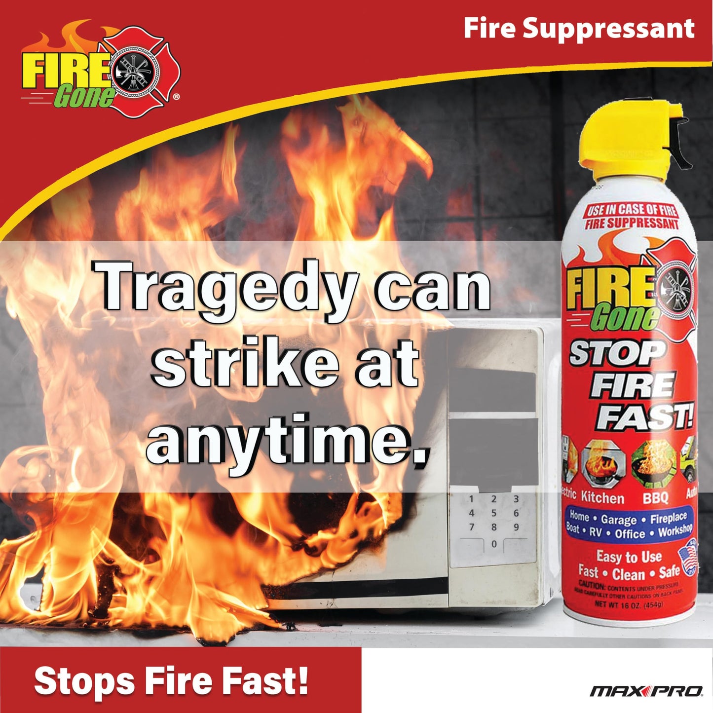 Fire Gone 2NBFG2704 White/Red Fire Suppressant Canisters - 16 Ounce, (Pack of 2 Units)