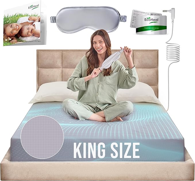 Earth Grounding Sheets King Size with 12% Silver Fiber & 4% Silk & 84% Cotton - Gray - SGS Quality Certified Grounded Well Bed Sheet - Conductive Fitted Sheet for Better Sleep