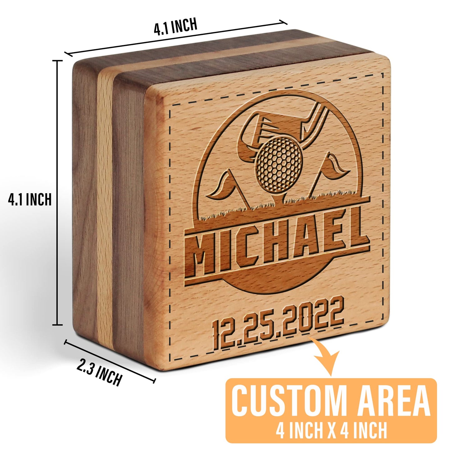 Gladsico Personalized Golf Gift for Golfer - Custom Set with Nice Balls and Luxury Wooden Box Unique Ideas Him, Her, Lover, Coach, Boss, Couple on Anniversary, Birthday, Retirement
