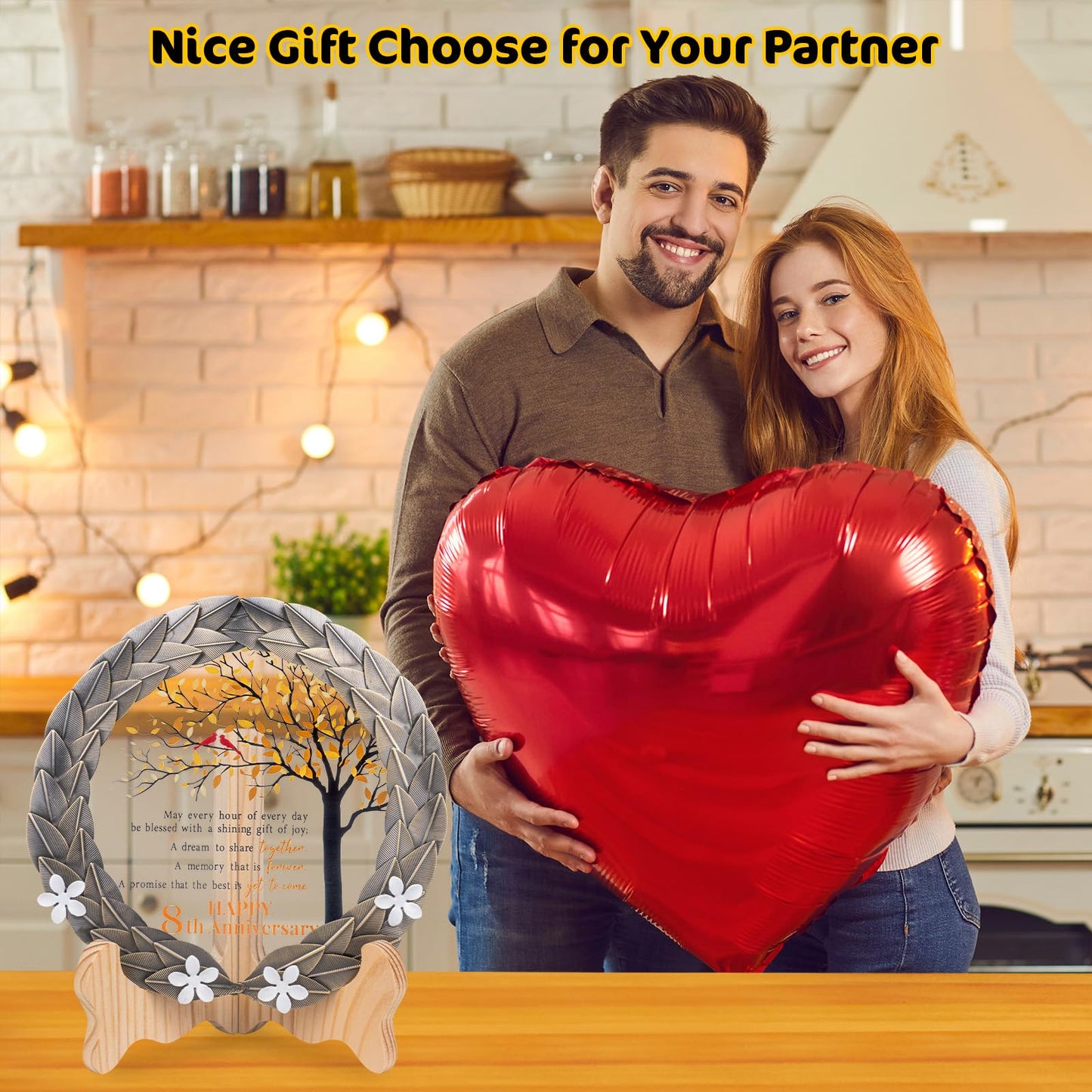 8th Anniversary Wedding Gifts Crystal Plate with Bronze Leaf Wreath - 8 Years Anniversary Wedding Unique Gifts Ideas for Parents Couple - Cardinal Style