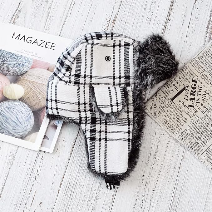 ONWAY Trapper Hat Winter Hats for Women Men with Faux Fur Ear Flaps