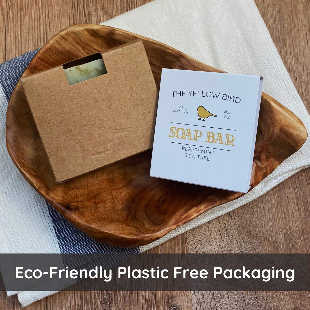 The Yellow Bird Peppermint Tea Tree Soap Bar. Made In USA with All Natural & Organic Ingredients. Pure Essential Oils. Sensitive