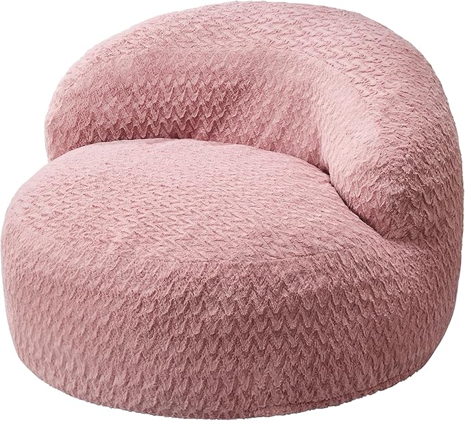 Hobestluk Bean Bag Chair Giant Bean Bag Chairs for Adults Big Bean Bag Chair with Memory Foam Filler Adults Large Beanbag with Faux Fur Cover for Bedroom (Chevron Pink,Large)