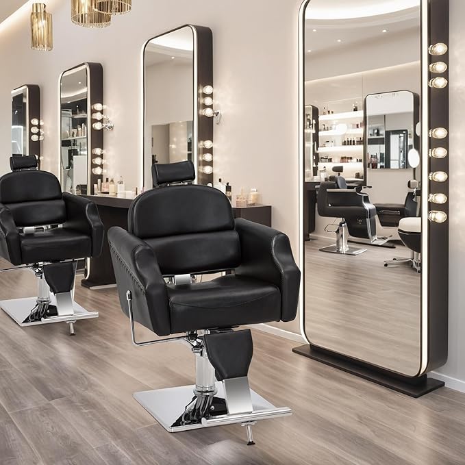 BarberPub Classic Recliner Leathern Barber Chair Antique Heavy Duty Hair Spa Salon Styling Beauty Equipment 3125