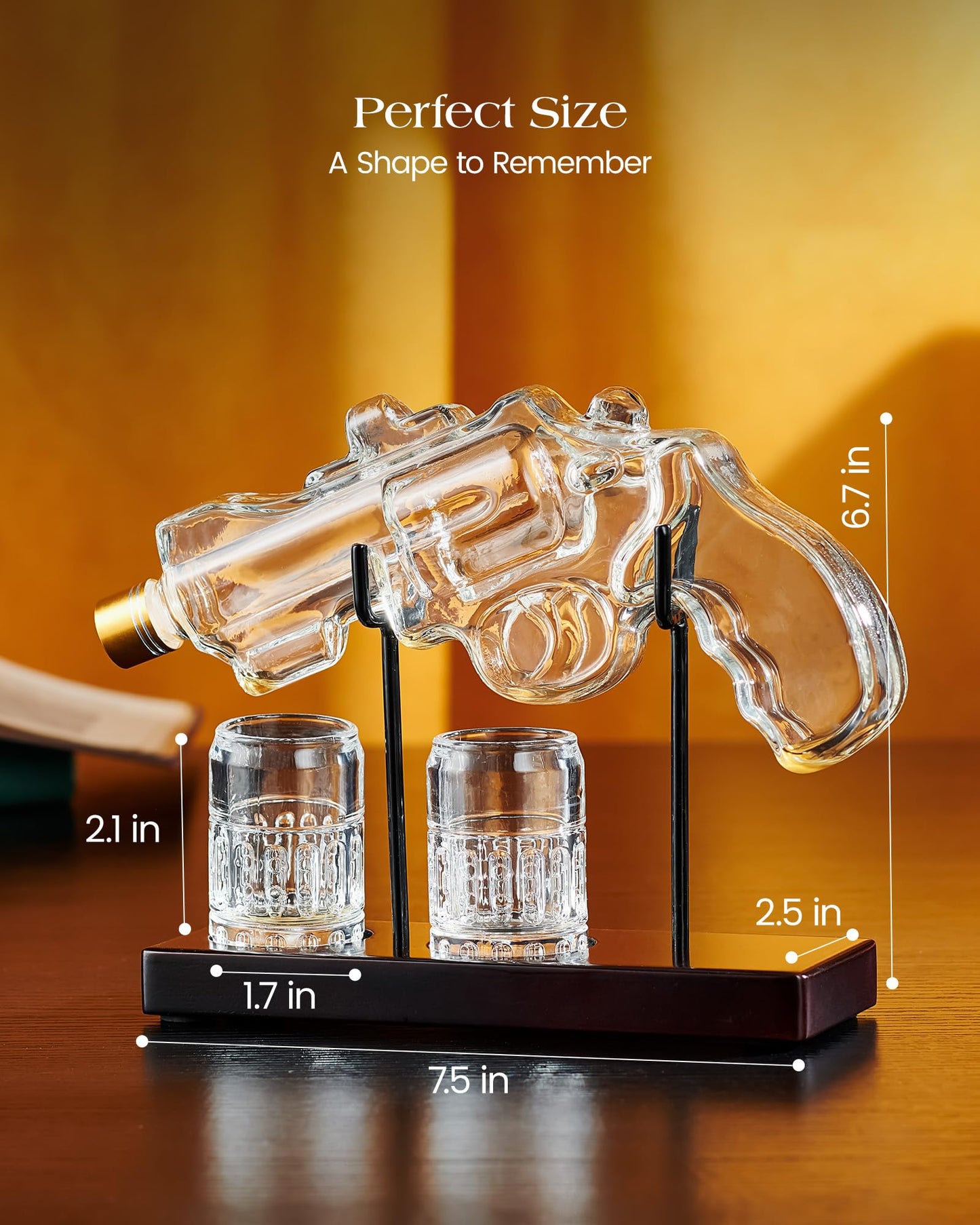 Birthday Gifts for Men Dad, Kollea Gun Whiskey Decanter Set with Shot Glass, Cool Anniversary Christmas Gifts Ideas for Him Husband Brother, Funny Military Retirement Present, Home Bar Drinking Party