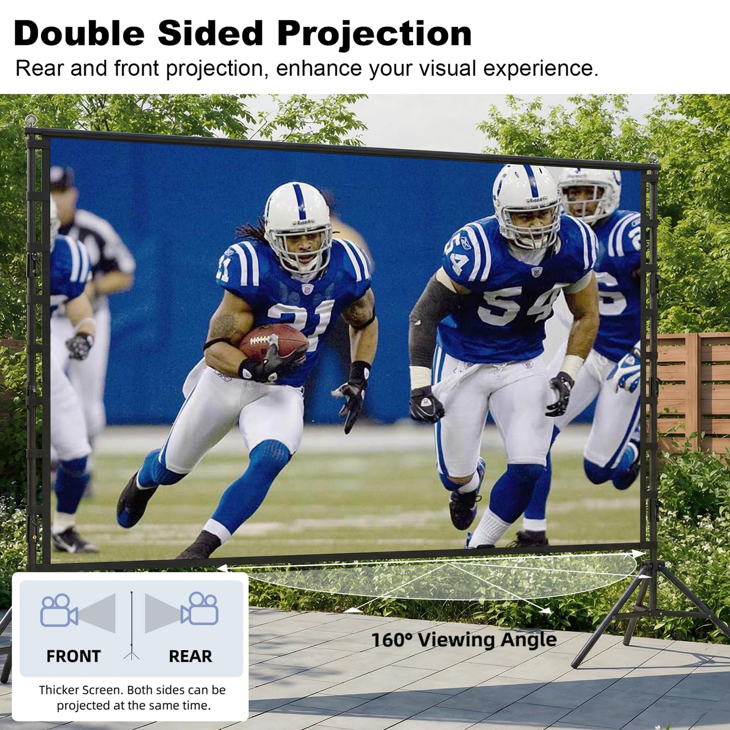 Wootfairy Projector Screen with Stand, 200 inch Portable and Foldable Projection Screen 4K HD 16:9 Rear Front Wrinkle-Free Movie Screen with Carry Bag for Indoor Outdoor Home Theater Backyard Cinema
