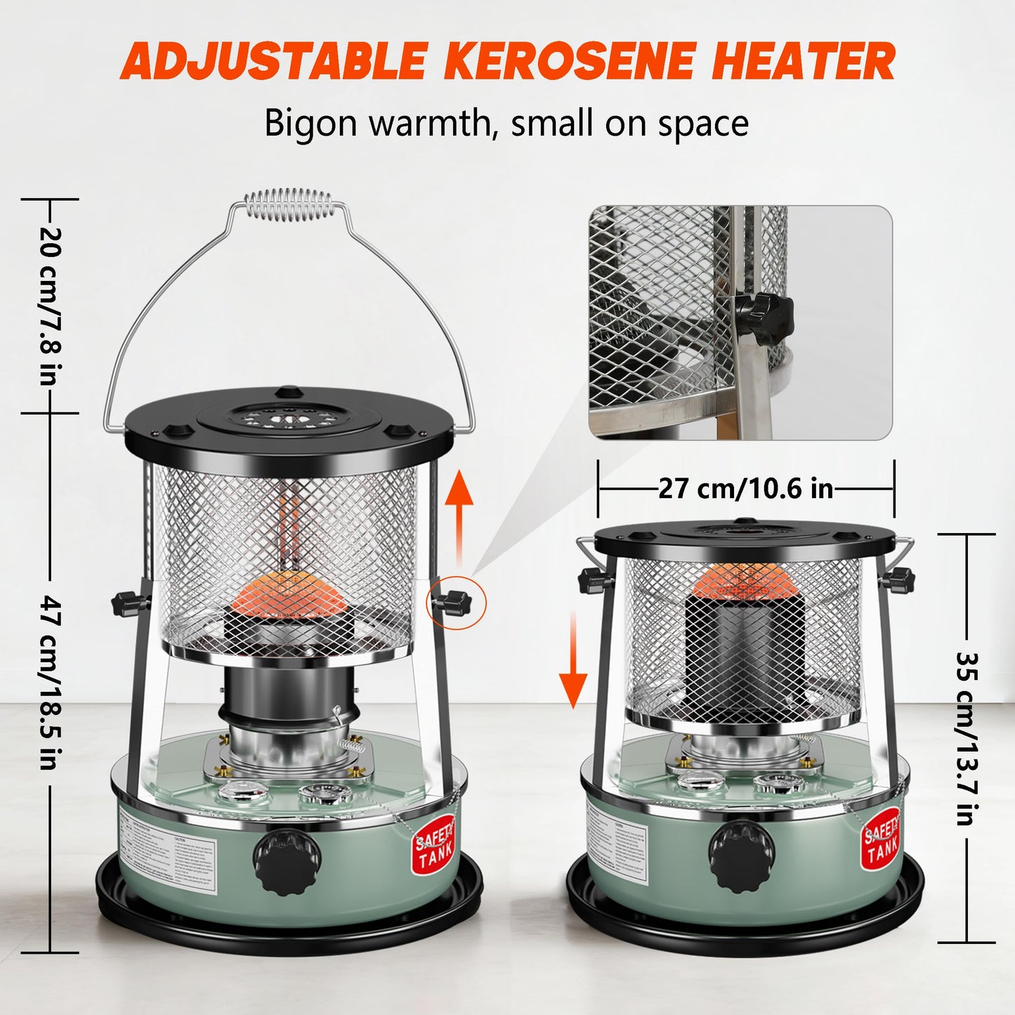 Kerosene Heater, Kerosene Heaters for Indoor Use, Portable Non Electric Stove for Camping, Outdoor, Home, Cooking, Garage, Emergency Oil Heater (4.5L, Blue)