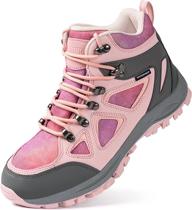 R CORD Kids Hiking Boots Waterproof Durable TPR Traction Outsole Anti-Skid Athletic Lace Up Hiking Shoes for Outdoor Adven...