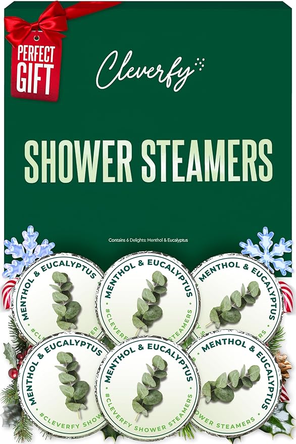 Cleverfy Shower Steamers Aromatherapy – Stocking Stuffers for Teen Girls, Women and Wife – Christmas Gifts for Teens and Women – White Elephant Gifts for Adults – 6 Tablets