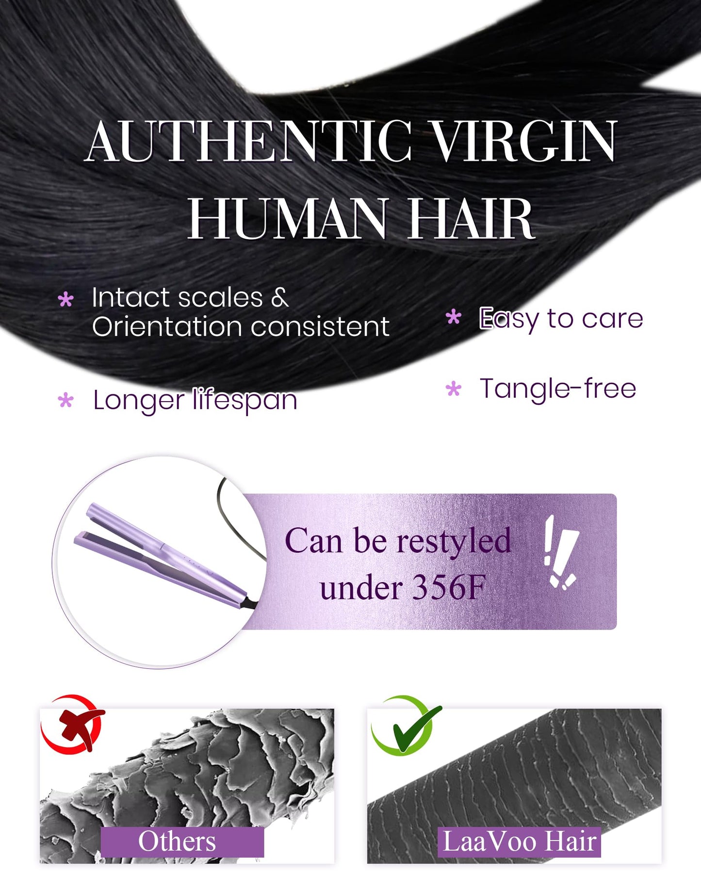 LaaVoo Micro Loop Hair Extensions Real Human Hair Black Micro Link Hair Extensions Human Hair 22 inch Jet Black Microbead Hair E