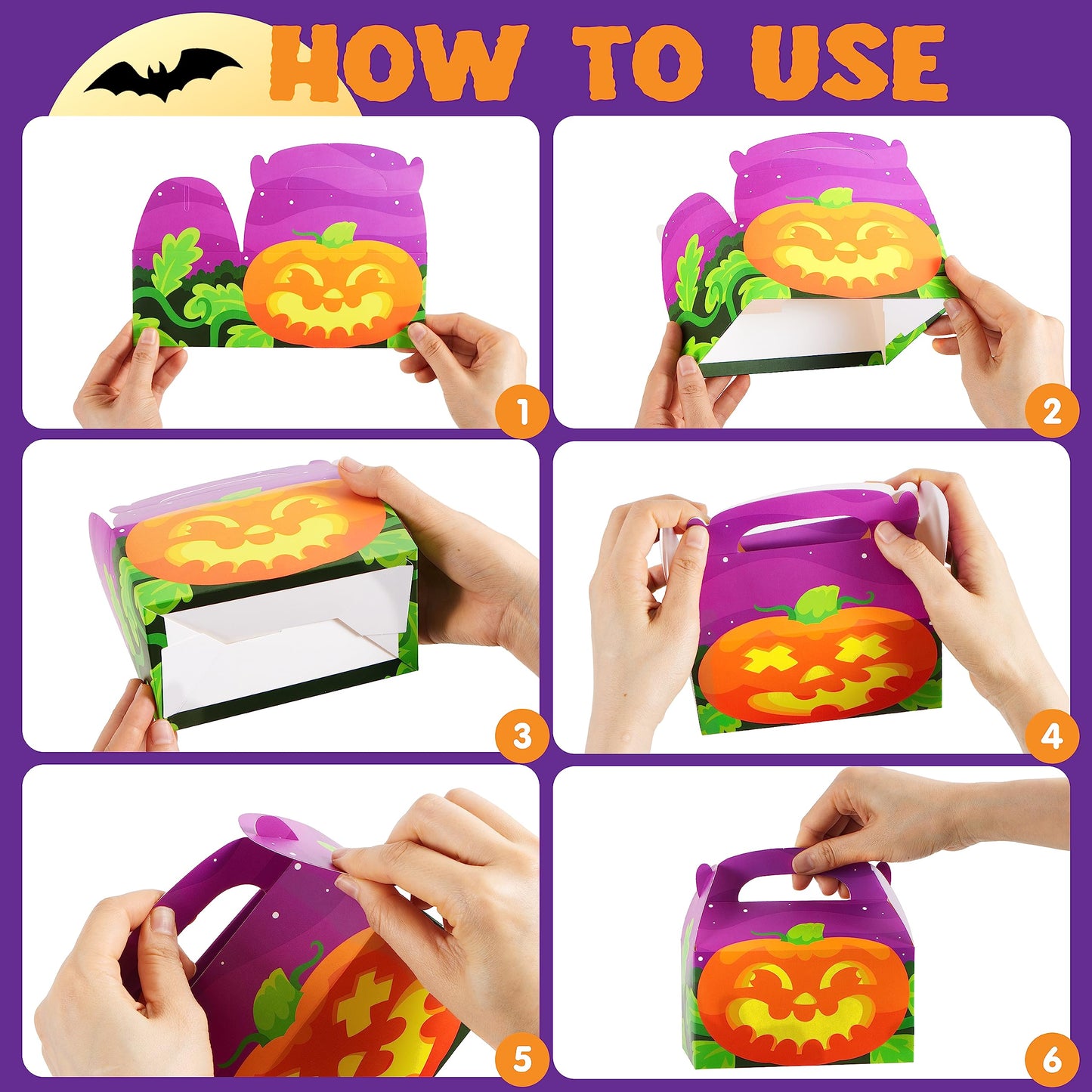 JOYIN 24 PCS Halloween Treat Boxes Candy Boxes, House Cardboard Goodie Bags, Cookies Candy Bags for Kids Children Trick or Treat, Holiday Pastries, Cupcakes, Party Favor Supplies, Decoration