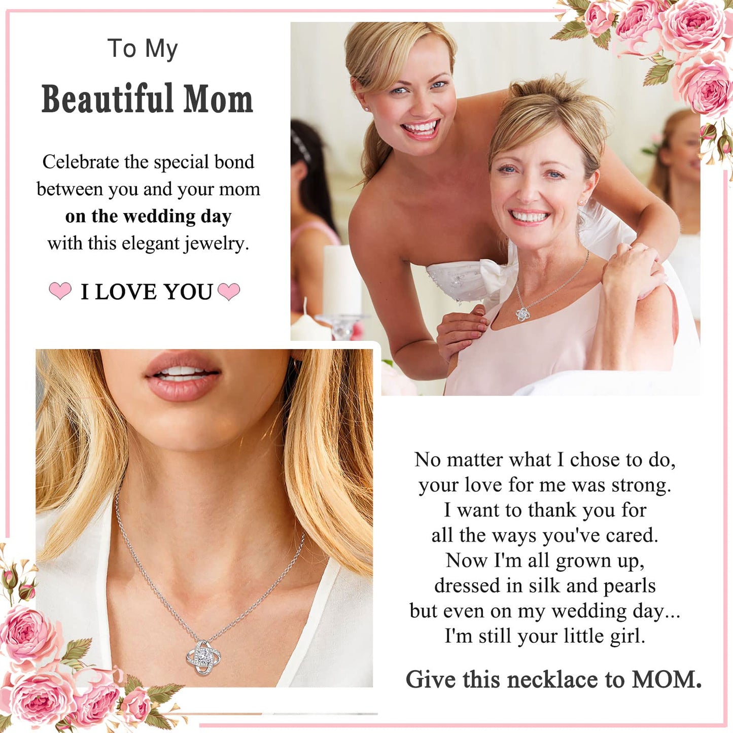 UNGENT THEM Mother of the Bride Gifts Jewelry Necklace Wedding Gifts for Mom Mother from Daughter