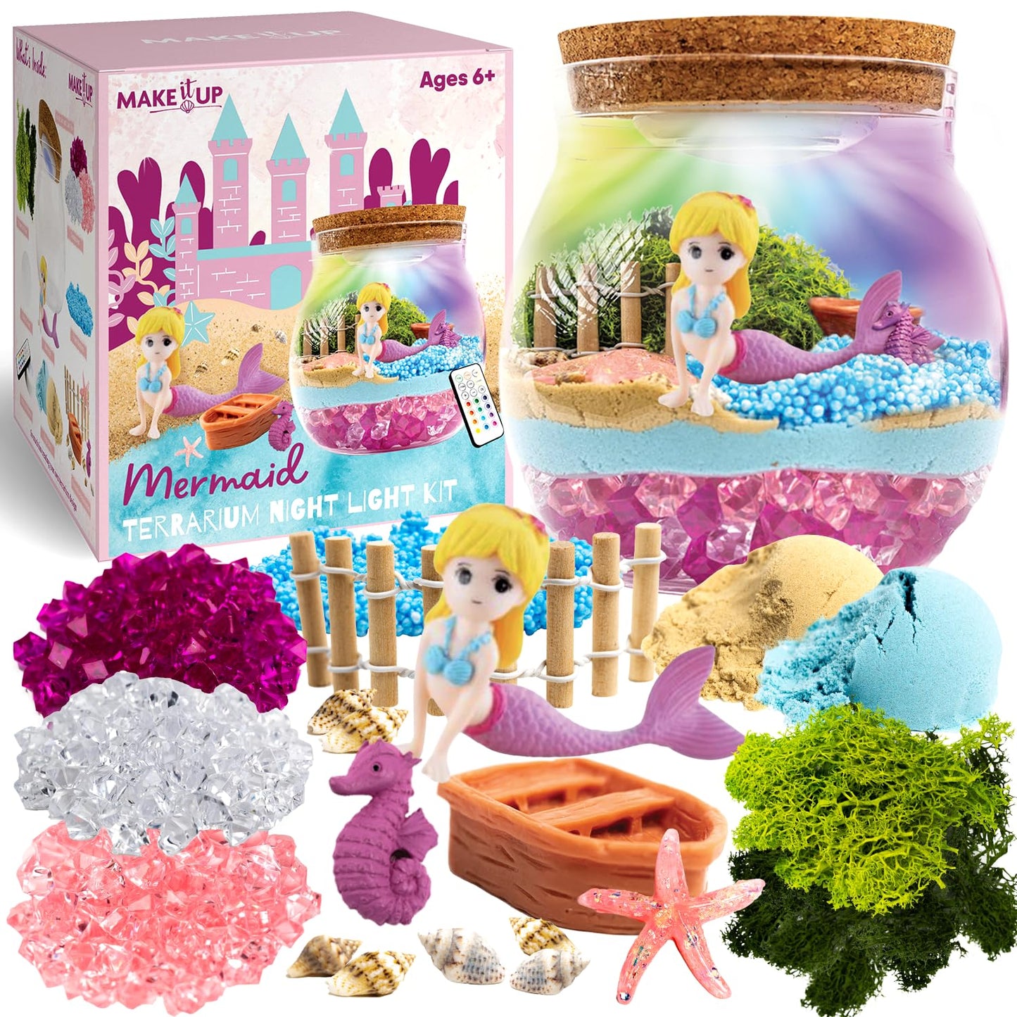 Mermaid DIY Terrarium Night Light Kit - Crafts for Kids Age 4-12