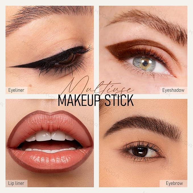 KYDA 2 Pcs Gel Eyeliner, Natural Eyeliner Cream for Older Women, Waterline Matte Eye Liner with Brushes, Waterproof Smudge Proof Smoky Eyeshadow, Multiuse Eyes Makeup Stick, Naked Color
