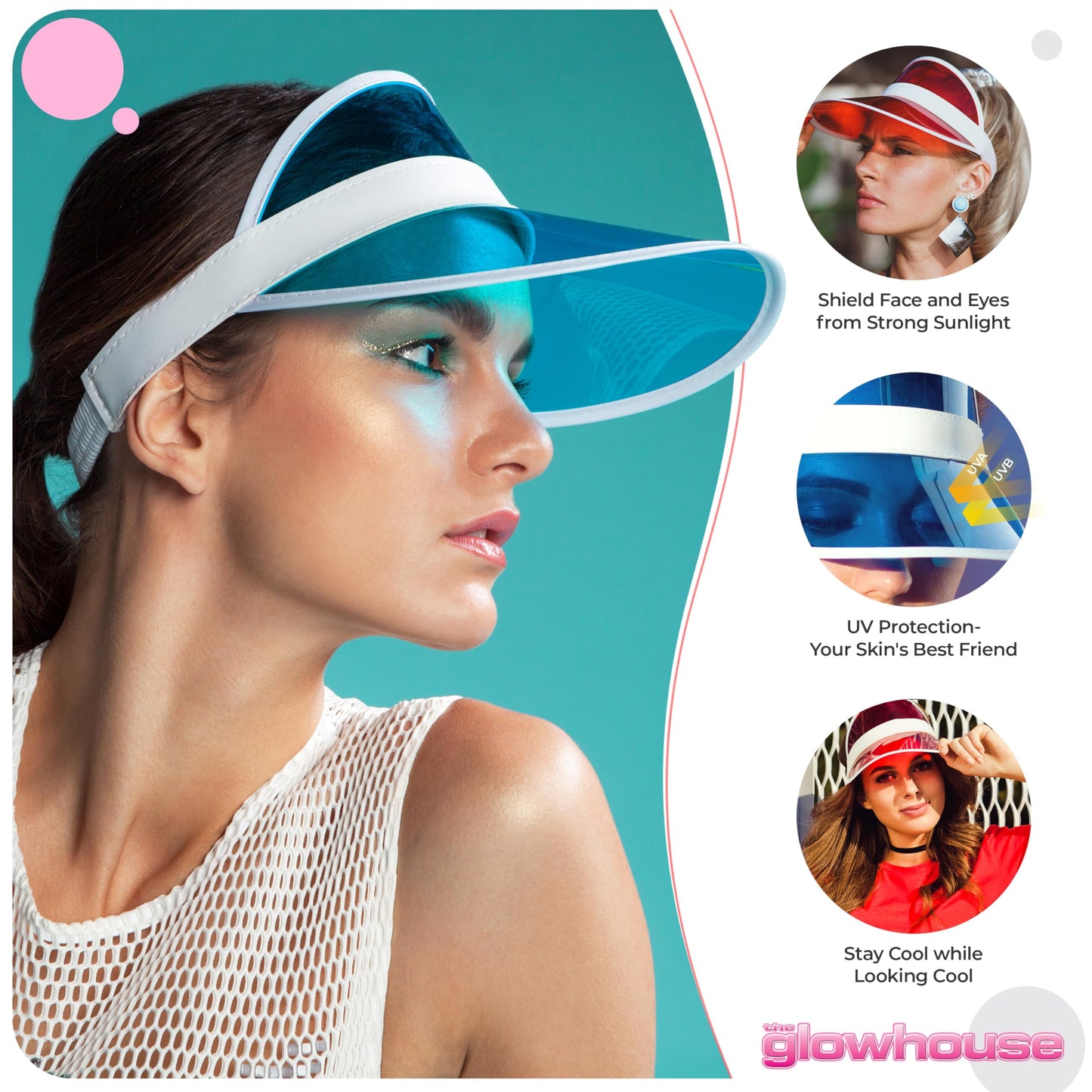 The Glowhouse Pack of 5 Sunvisors - Premium Quality Sun Visors (Blue)