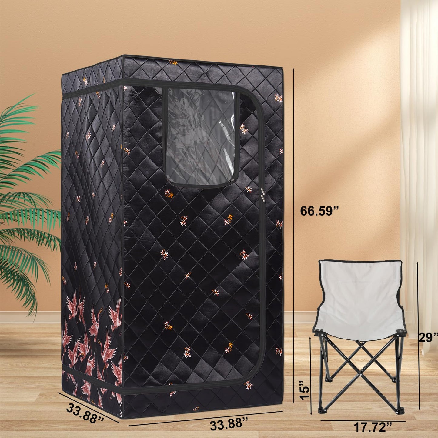 Smartmak Full Size Portable Home Sauna Kit, 1 Person Far Infrared Sauna, Full Body Sauna Tent for Relaxation, with Timer & Temperature Remote Control, Foot Heating Pad,Upgraded Folding Chair - Black