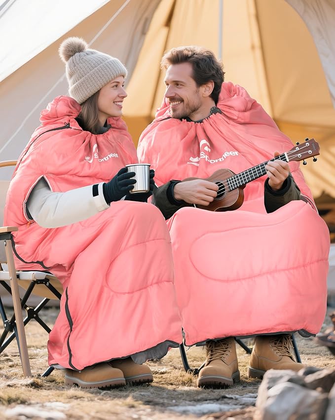 Sportneer 0 Degree Wearable Sleeping Bag for Adults & Kids – Walkable with Arm Zippers, Waterproof & Warm, Compact for Camping, Stadiums, Travel, Backpacking & Car Use