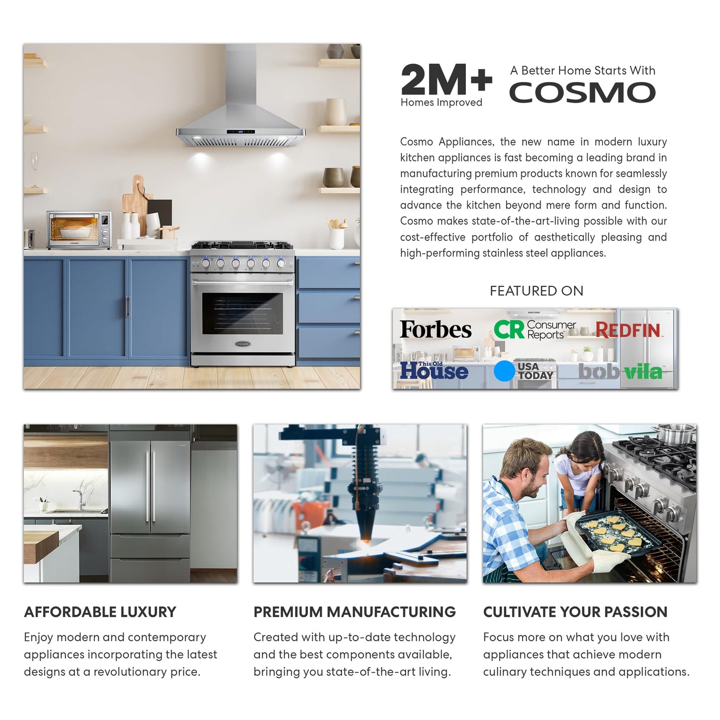 COSMO COS-24BIWCS Lumin Collection 24 in. 52-Bottle Single Zone Compressor Wine Cooler, Digital Controls, LED Lighting, Stainless Steel