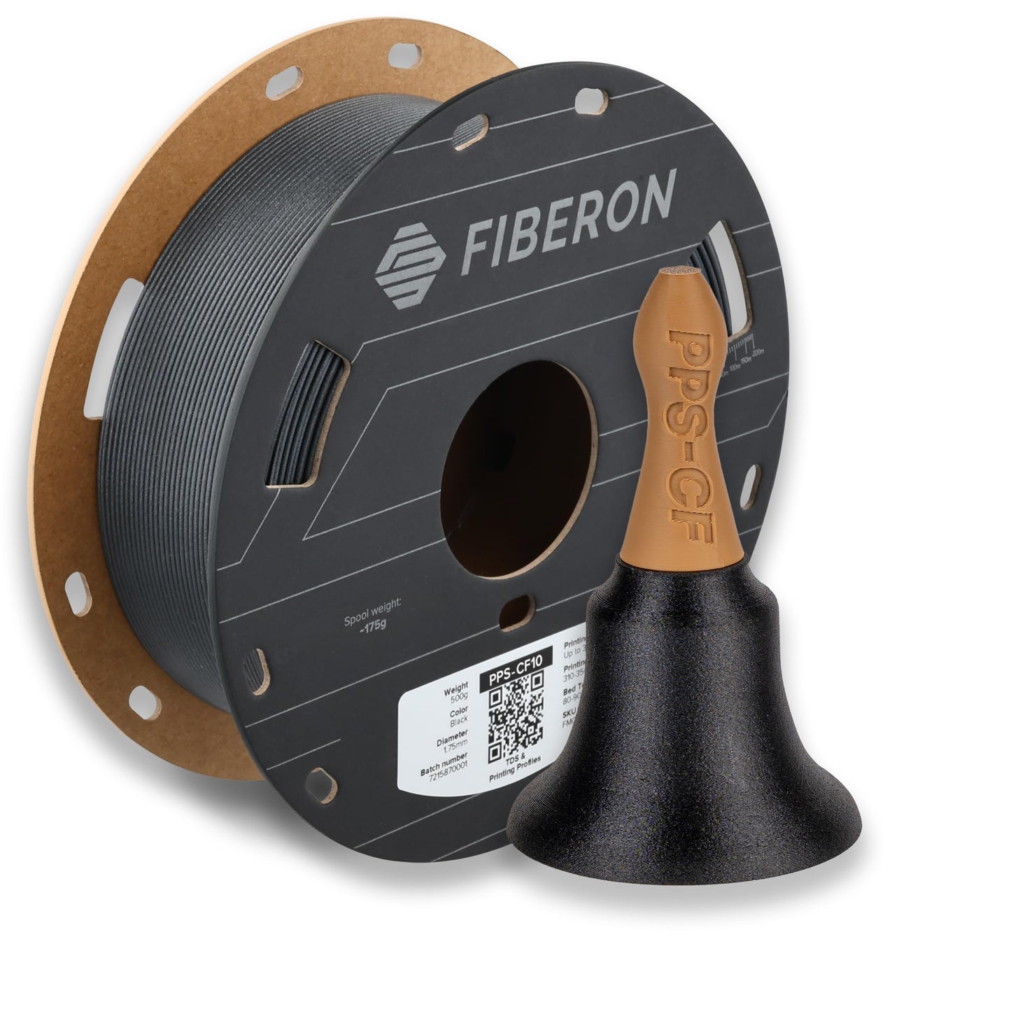 Polymaker Fiberon PPS-CF10 Filament Black 1.75mm 0.5kg, Extreme Heat Resistance - Fiberon Carbon Fiber Reinforced PPS 3D Printin