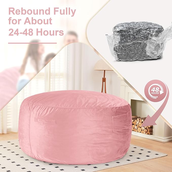 HABUTWAY Bean Bag Chair: Giant 6' Memory Foam Furniture Bean Bag Chair with Microfiber Cover - 6Ft,Pink