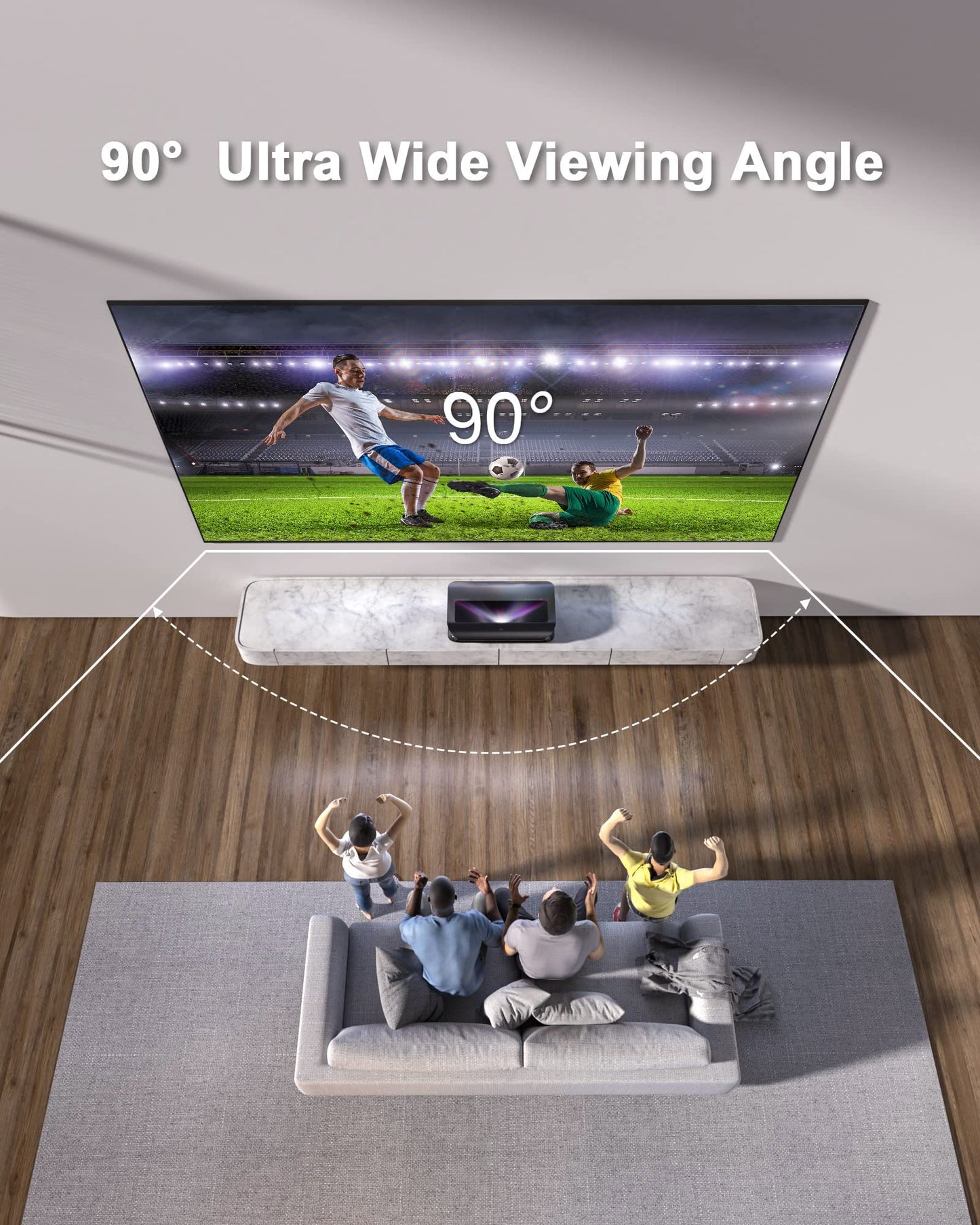 AWOL VISION 120" UST Projector Screen for Bright Day Light Using, 85% Ambient Light Rejecting (ALR) Fresnel Projector Screen for Ultra Short Throw Projector, Fixed Frame, Active 3D, HDR -D120