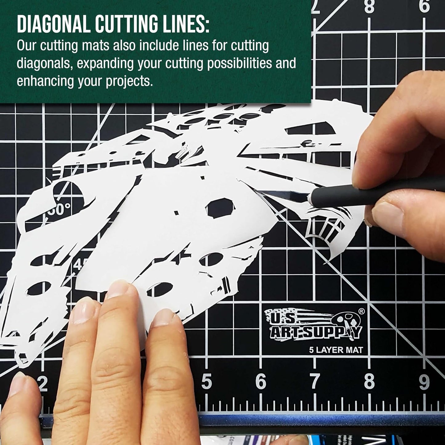 U.S. Art Supply 36" x 48" Self-Healing Cutting Mat 5-Ply - Double-Sided Green/Black Craft Mat, Non-Slip Cutting Mats for Crafts, Sewing, Quilting, Scrapbooking