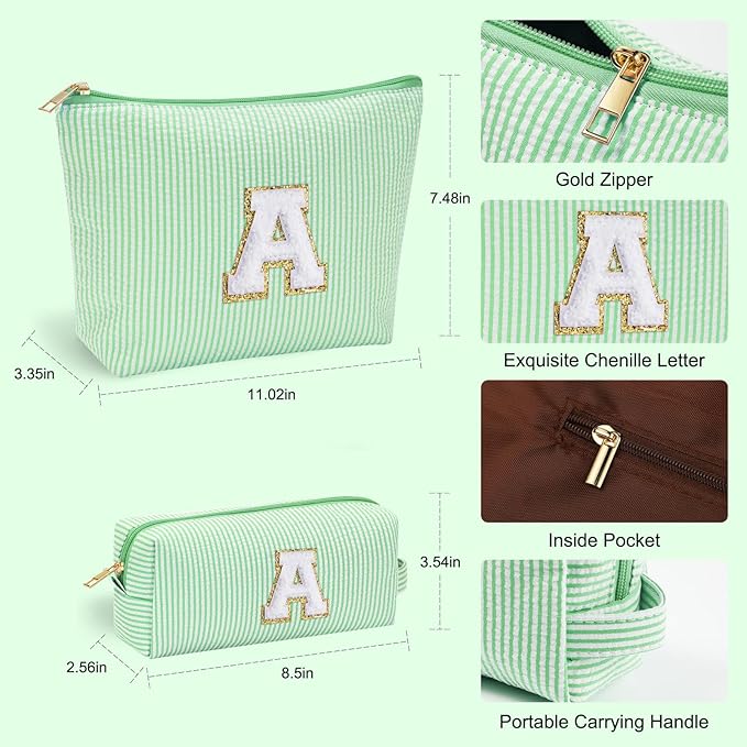 YOOLIFE Initial Makeup Bag for Women - Monogram Cute Makeup Bags Cosmetic Toiletry Pouch Make Up Case for Women Her Best Friend Friendship Sister Teacher, Personalized Birthday Gifts for Women E
