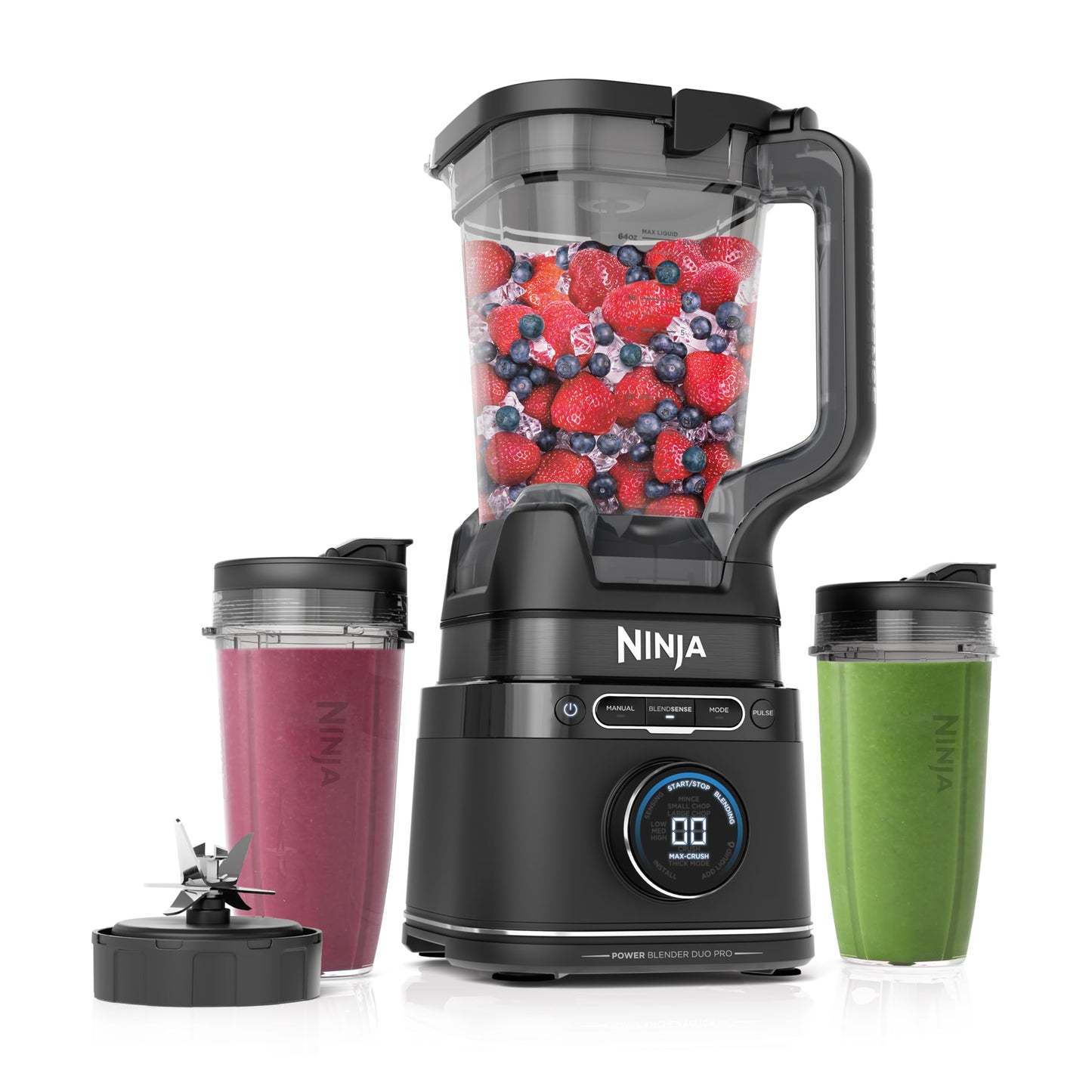 Ninja Full Size & Personal Blender I All-in-One | For-Smoothies, Food and More | BlendSense Tech I Includes 72 oz. Pitcher & (2) 24 oz. To-Go Cups with Lids | 1800 Peak Watt | Black | TB301