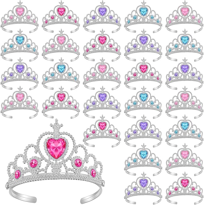 MAQUITA 24 Pcs Tiaras Crown Set, Princess Crown Party Favors, Princess Dress Up Tiaras for Birthday Girl Cosplay Accessori...