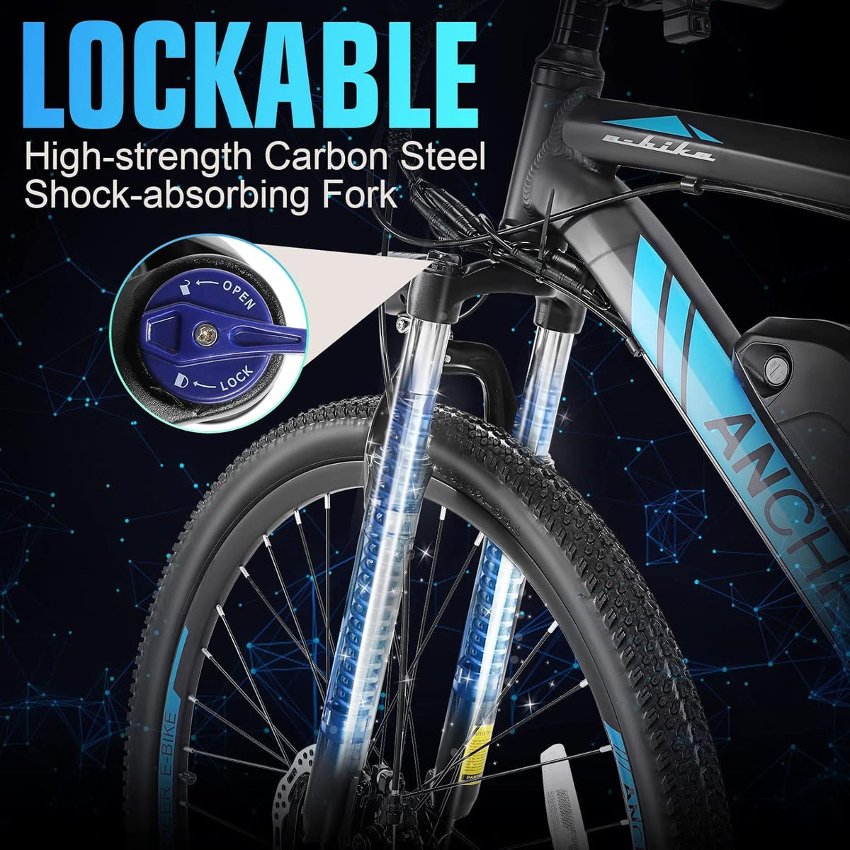 ANCHEER Hummmer Electric Bike for Adults 27.5'' Peak 750W Electric Mountain Bike/Ebike, 3 Hours Fast Charge, 55 Miles Electric Bicycle with 48v/499Wh Battery, LCD Display, 21 Speed Gears