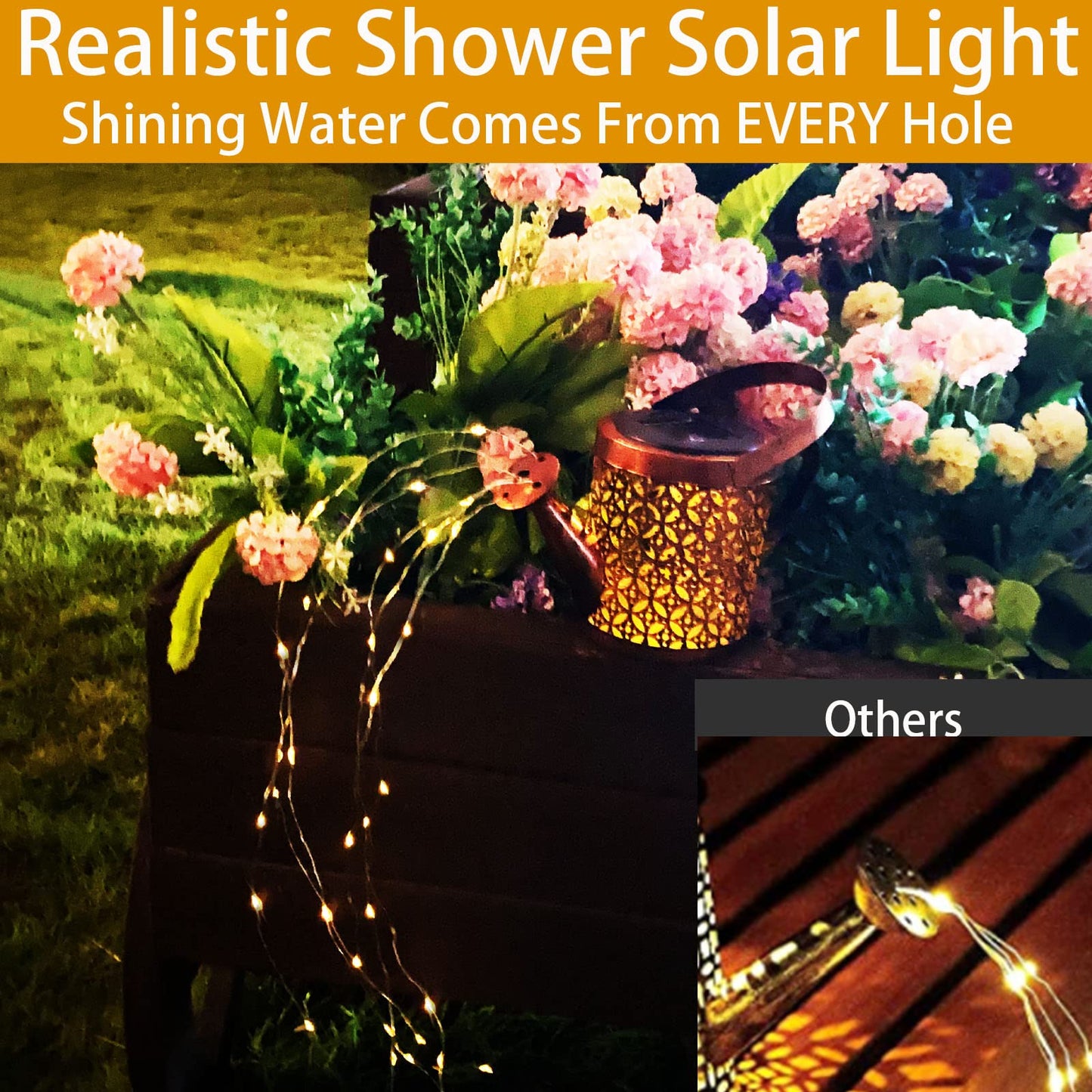 Merrytech Solar Lanterns Outdoor Waterproof,Metal Watering Can Garden Decor,Hanging Solar Path Lights Yard Art,Outside Patio Decorations Gardening Birthday Gifts for Mom Grandma Women,with Hook,Large