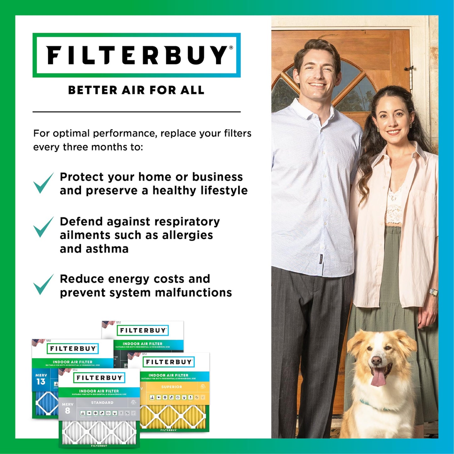 Filterbuy 15x19x1 Air Filter MERV 13 Optimal Smoke & Allergy Defense (6-Pack), Electrostatic Pleated HVAC AC Furnace Filters Replacement, Made in USA (Actual Size: 15.00 x 19.00 x 0.75)