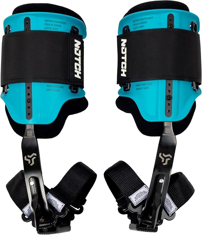 Notch Steel Climbers Ergonomic Gaffs 20+ Cuff Adjustment Points, Stirrup Grip Pad, Dual Foot Strap Assembly, Redesigned Cu...