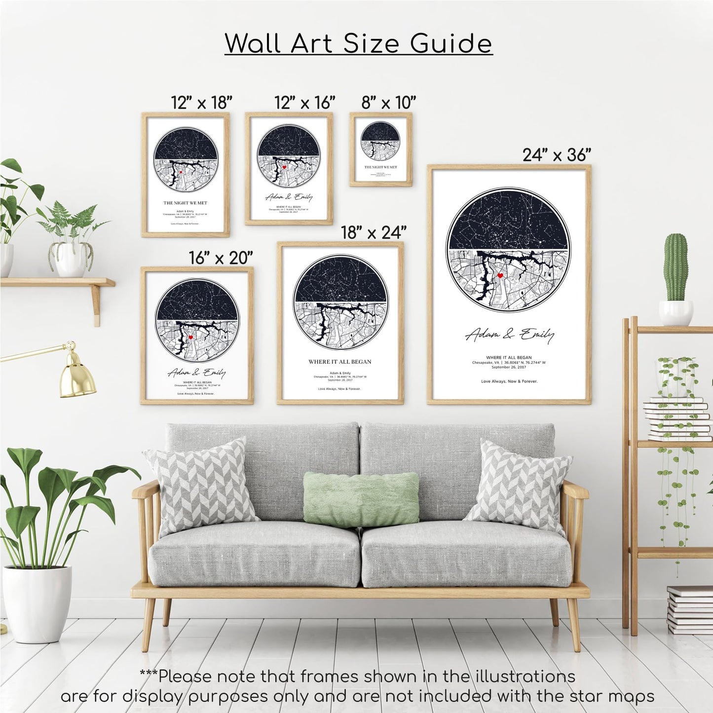 Custom Star Map Print or Canvas (9 Designs, Multiple Sizes), Personalized Constellation Map, Night Sky by date Wall Art, Unique Gift - Special Occasion, Wedding, Anniversary, Valentines Day)