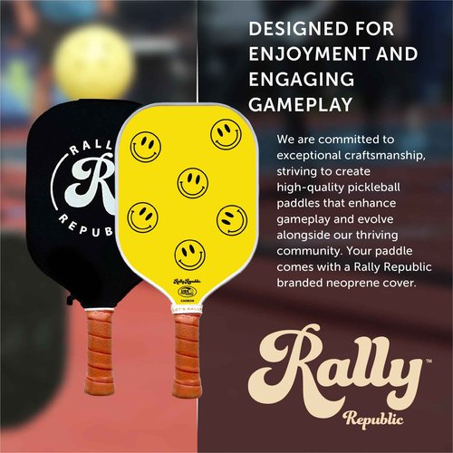 Rally Republic Officially Licensed Pickleball Paddle - USA Pickleball Association Approved Racket - Lightweight Honeycomb Core, Carbon Fiber Exterior, Premium Leather Grip for Comfort
