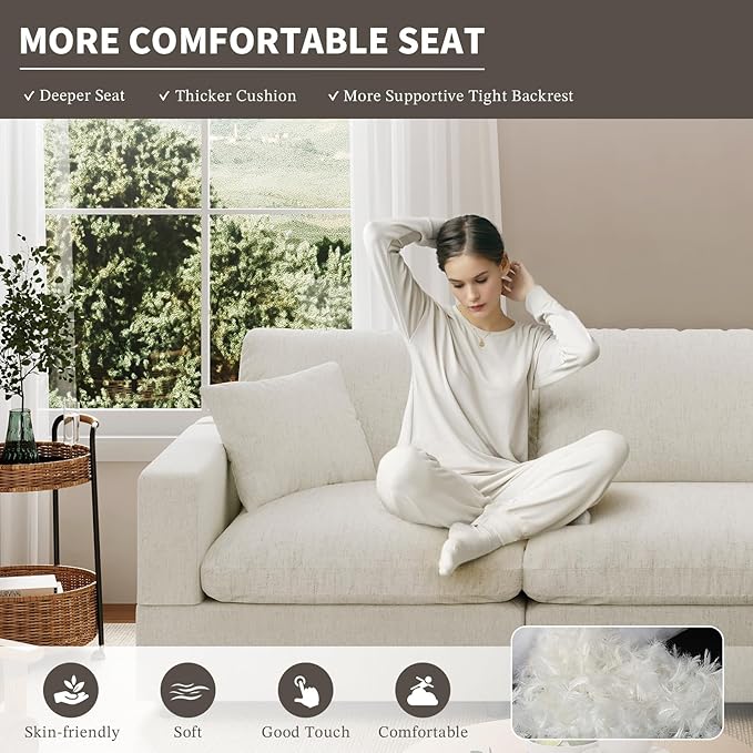 Cloud Couch Modular Sectional Sofa - Ottoman, Convertible Sectional Couches for Living Room, Down Filled Wide & Deep Seat, Removable Washable Cushion Cover, Redesign Living Room with Modular Design