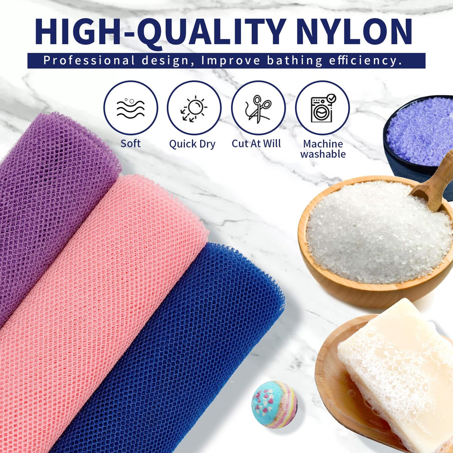 FARMOGA African Exfoliating Net African Bath Sponge African Net Long Net Bath Sponge African Wash Net Shower Body Scrubber Back