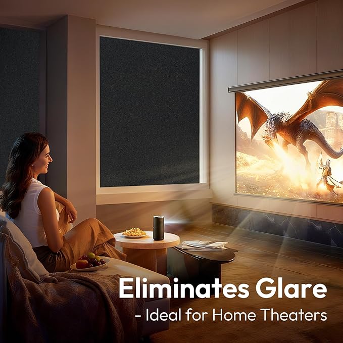 rabbitgoo Blackout Window Film 100% Light Blocking, Static Cling No Glue Easy Install, Removable Room Darkening Window Cover for Daytime Sleep, Bedroom, Nursery, Home Theater, 35.4 by 157.4 inch