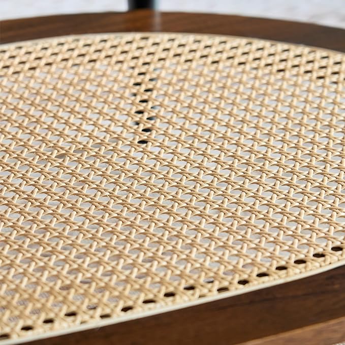 Saint Mossi Oval Wood and Rattan Coffee Table for Living Room, Mid-Century Modern Wood Coffee Table, Center Table for Small Space, Wanlut and Rattan Board, D47xW23.6xH15