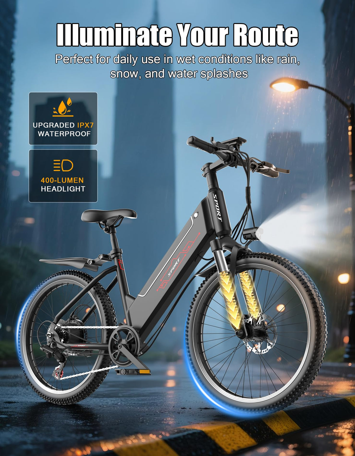 Electric Bike for Adults, 1500W Motor Peak Ebike, 480Wh Removable Battery E Bike, Max 65Miles 28MPH, 26" Electric Mountain Bike, 7-Speed & Front Suspension, Electric Bicycle for Commute