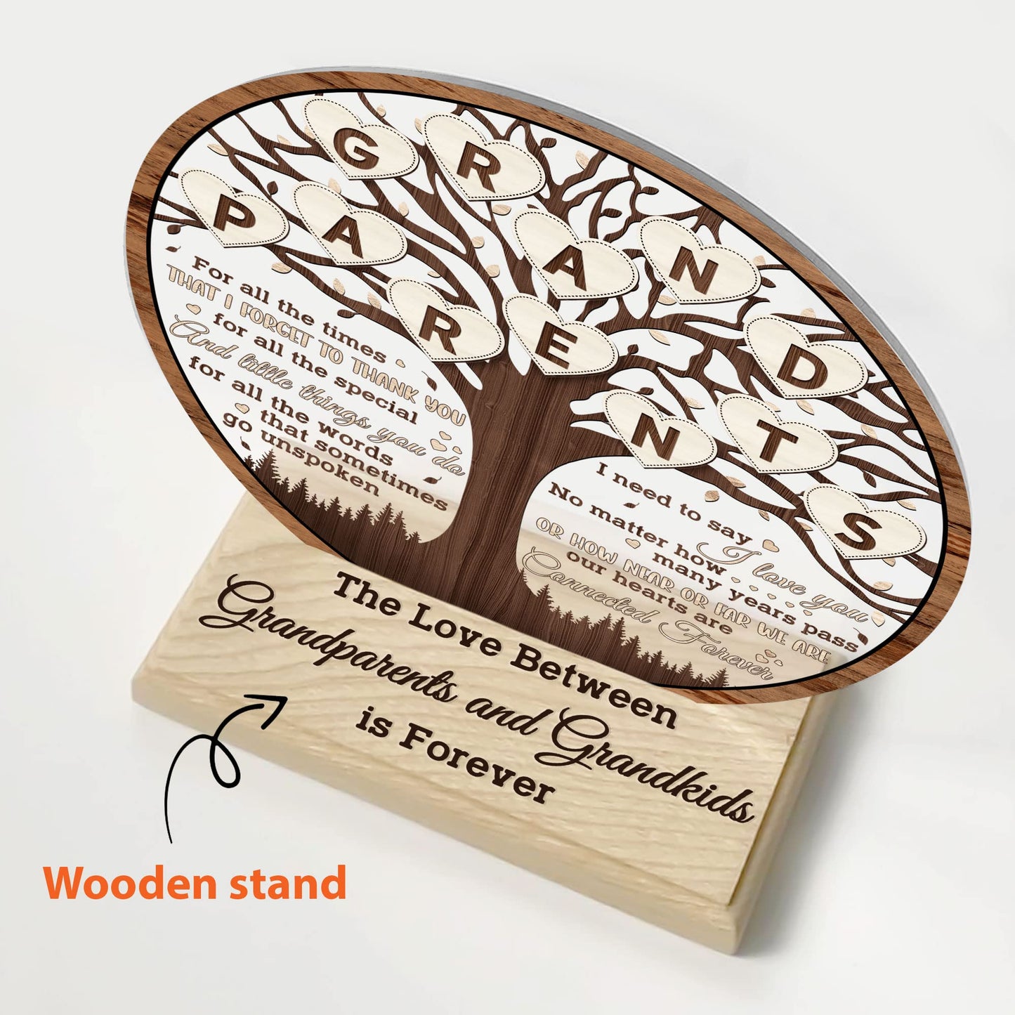 CEZII Grandparents Gift from Grandkids, Grandparents Round Acrylic Sign w/Stand, Love Between Grandparents & Grandchildren Clear Sign, Thank You Grandparents Gifts, Gift for Grandma Grandpa Again