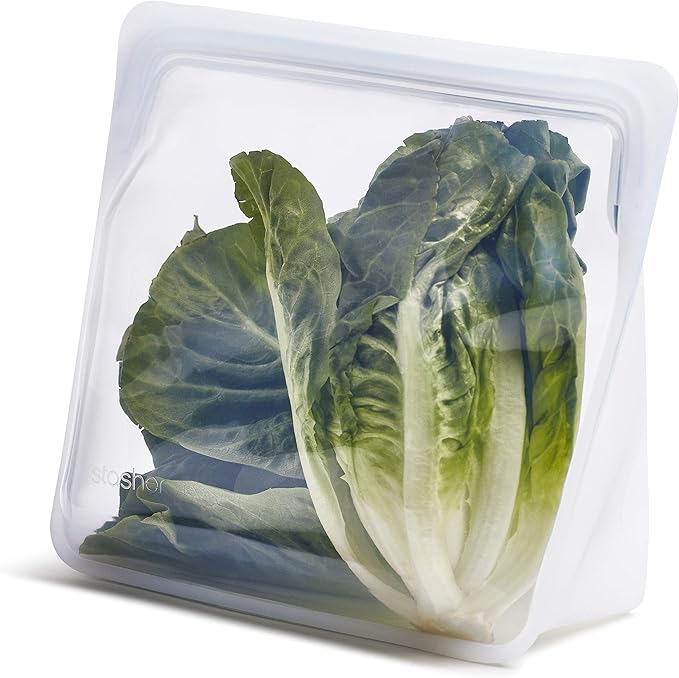 Stasher Silicone Reusable Food Storage Bag, Mega Stand-Up Silicone Large Bag, Reusable Freezer Bag, Microwave, Dishwasher, Oven Safe, Sous Vide, Eco Friendly, 104 oz, Clear
