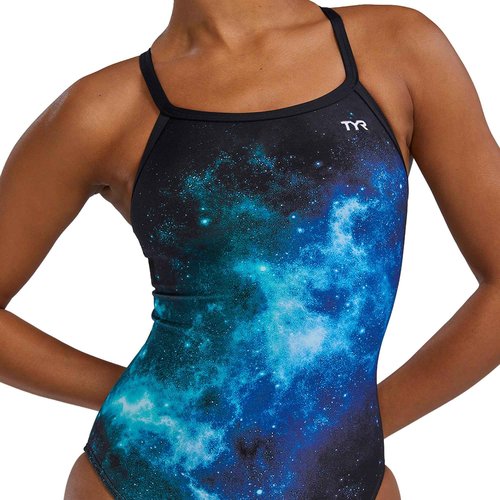 TYR Women's Durafast Elite Diamondfit Swimsuit, Blue/Green/Starborne, 30