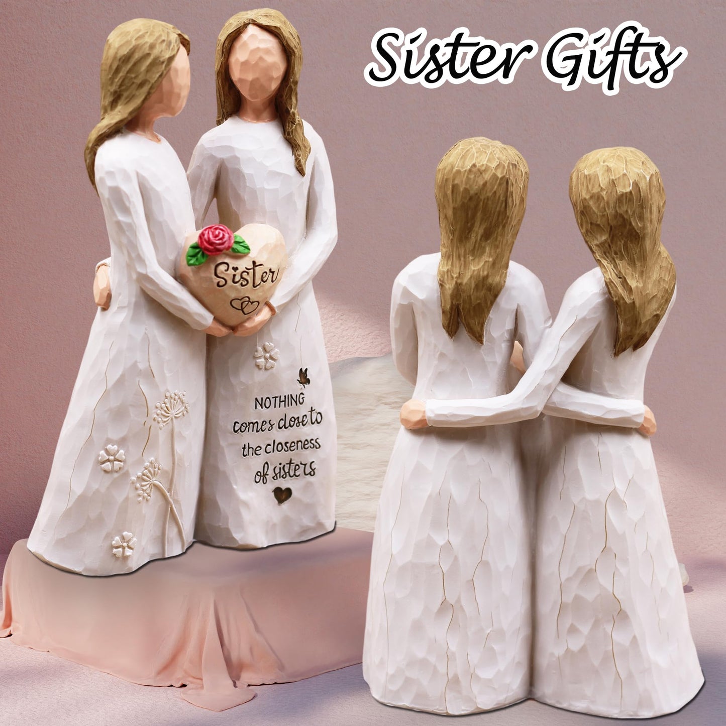 BORLESTA Sister Birthday Gifts - Christmas Birthday Gifts for Sister,Friend, Big Sisters Gift for Girls,Friendship,Friend Gift for Women Hand-Painted Figure