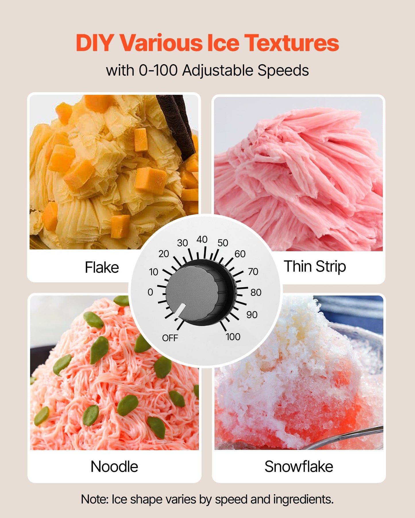 VEVOR Snowflake Ice Machine, 176LBS/24H Snowflake Ice Maker, Ice-Shaver Machine with Stainless Steel Blade, Electric Snow Cone Maker with 0.48Gal Tank, 90S Fast Pre-Cooling, for Home & Small Gathering