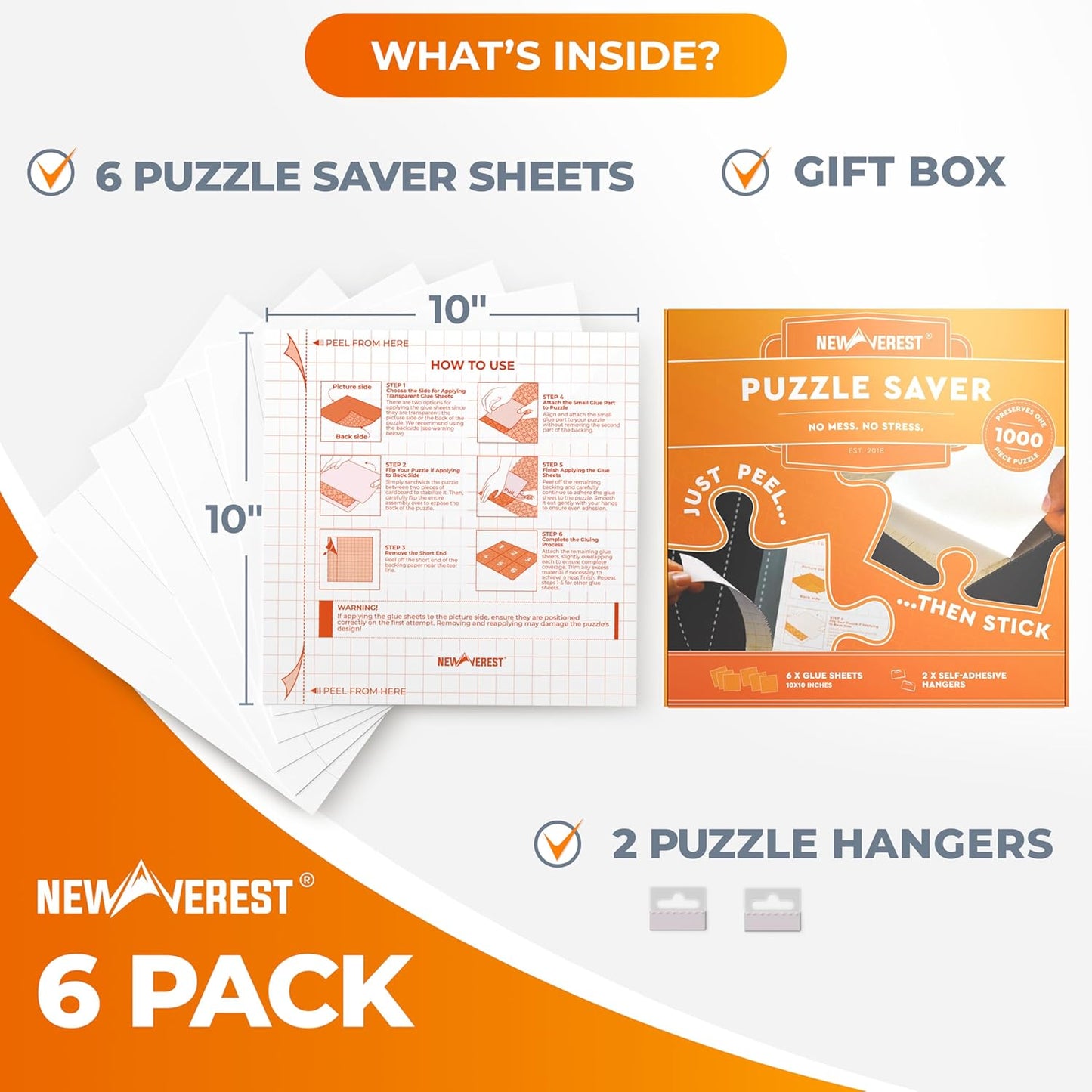 Newverest Gift Bundle of 2: Roll Up Puzzle Mat 1500 pcs & 6-Pack Puzzle Glue Sheets